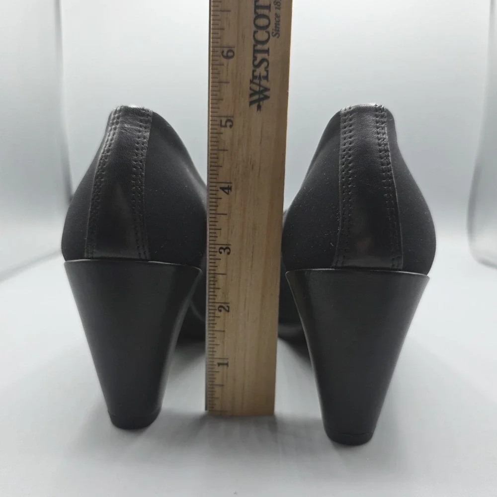 ECCO Shape 55 Plateau Pumps Womens 37 Black Stretch Fabric Comfort Slip On Heels